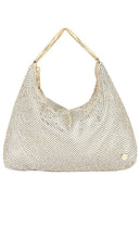 olga berg Shar Mesh Convertible Bag in Metallic Gold