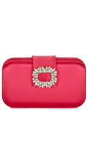 olga berg Emmy Crystal Trim Clutch in Fuchsia