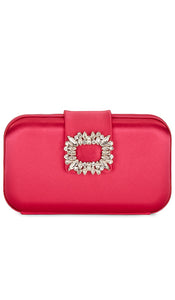 olga berg Emmy Crystal Trim Clutch in Fuchsia