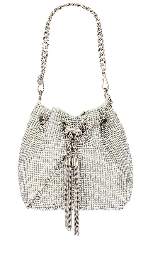 olga berg Sylvie Crystal Pouch in Metallic Silver
