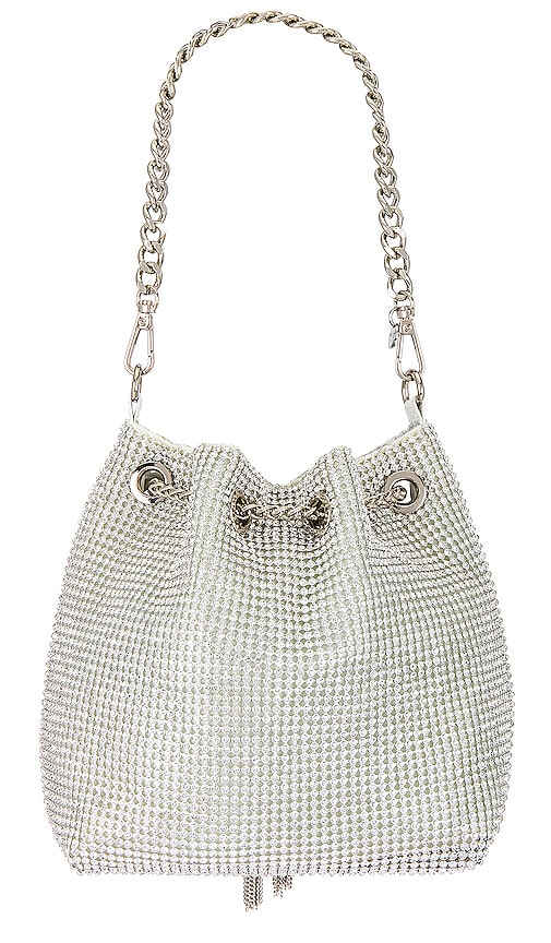 olga berg Sylvie Crystal Pouch in Metallic Silver