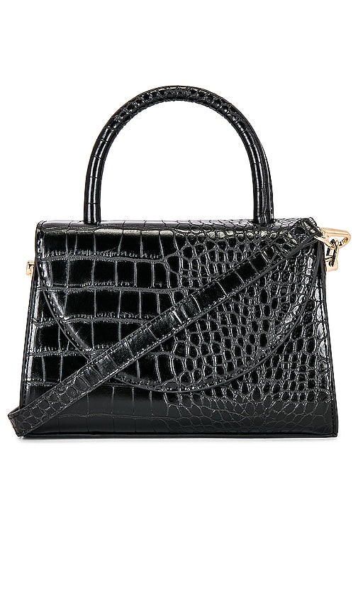 olga berg Nadia Vegan Leather Top Handle Bag in Black