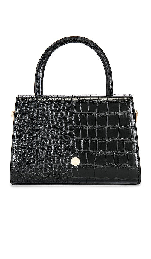 olga berg Nadia Vegan Leather Top Handle Bag in Black