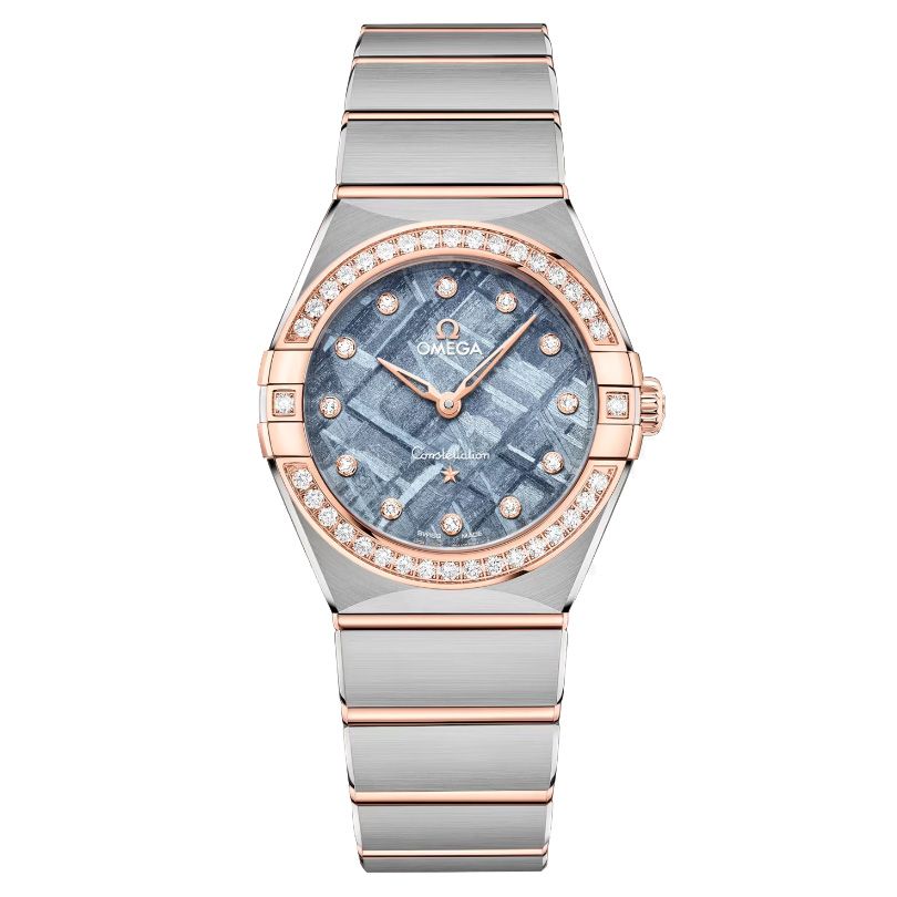 OMEGA Constellation Blue Meteorite Dial Steel and Sedna Gold Diamond Bracelet Watch 28mm - O13125286099001