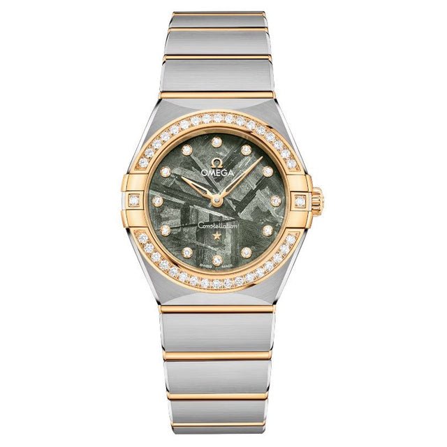 OMEGA Constellation Quartz Green Meteorite Dial Diamond Steel and Yellow Gold Watch 28mm - O13125286099002