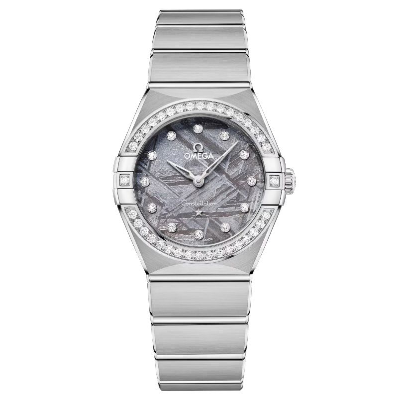 OMEGA Constellation Quartz Lavender Meteorite Dial Diamond Stainless Steel Watch 28mm - O13115286099001