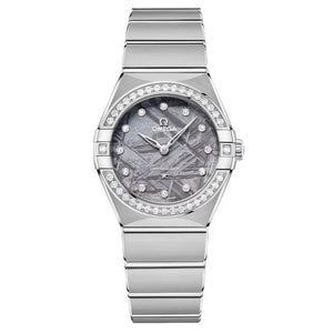 OMEGA Constellation Quartz Lavender Meteorite Dial Diamond Stainless Steel Watch 28mm - O13115286099001