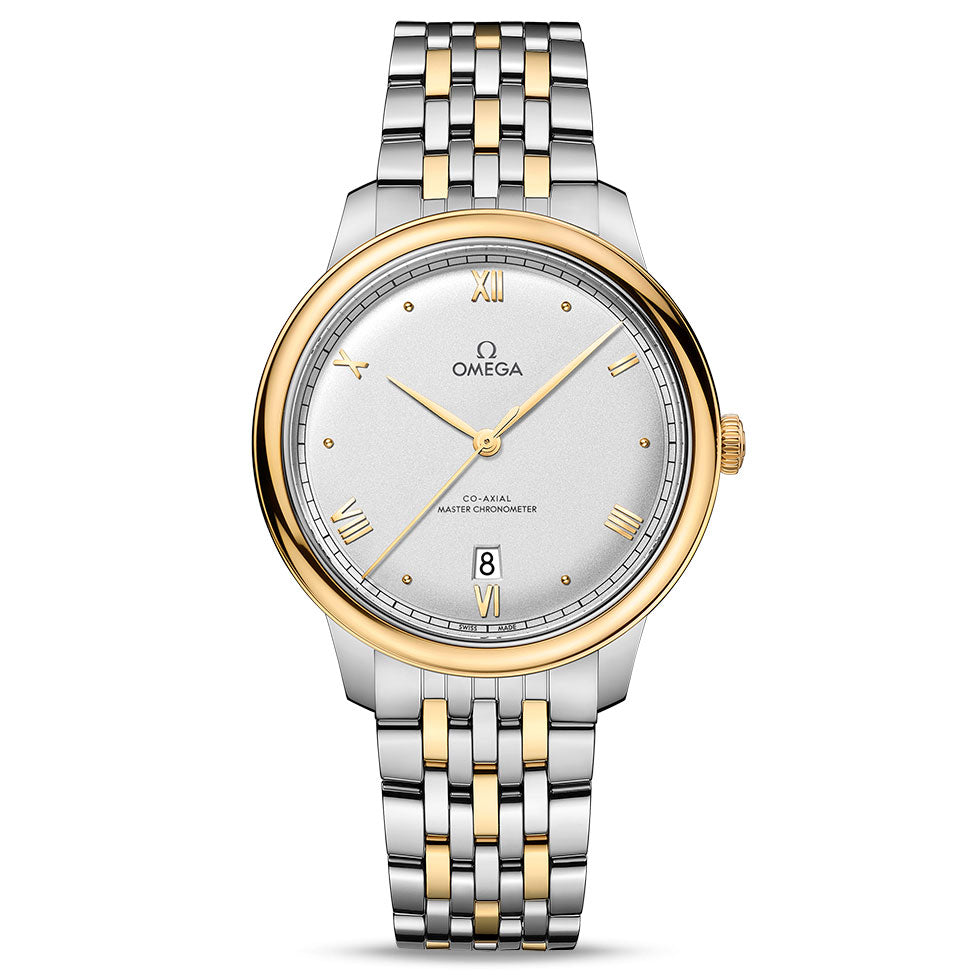 OMEGA De Ville Prestige Co-Axial Master Chronometer Silver-Tone Dial Two-Tone Yellow Gold Stainless Steel Watch | 40mm | O43420402002002