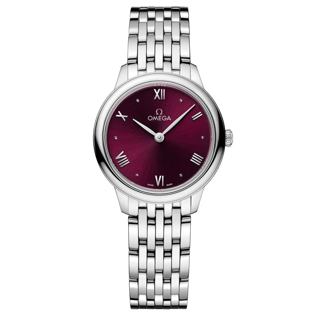 OMEGA De Ville Prestige Quartz Burgundy Dial Stainless Steel Watch | 27.5mm | O43410286011001
