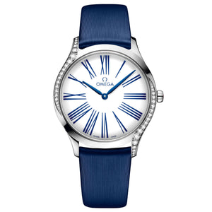 OMEGA De Ville Tresor Quartz Diamond Blue Fabric Strap Watch 36mm - O42817366004001