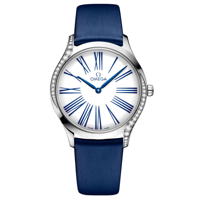 OMEGA De Ville Tresor Quartz Diamond Blue Fabric Strap Watch 36mm - O42817366004001