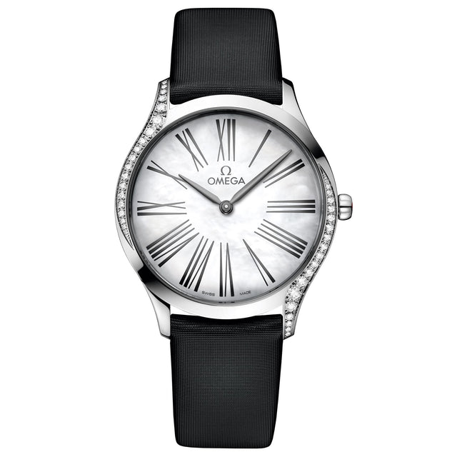OMEGA De Ville Tresor Quartz Mother-of-Pearl Dial Diamond Black Fabric Strap Watch 36mm - O42817366005001