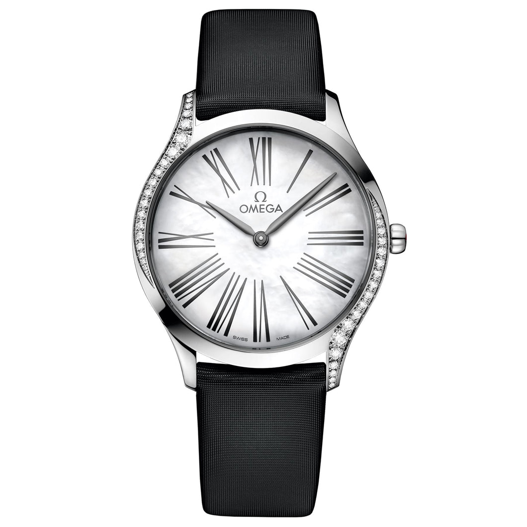 OMEGA De Ville Tresor Quartz Mother-of-Pearl Dial Diamond Black Fabric Strap Watch 36mm - O42817366005001