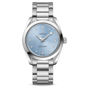 OMEGA Seamaster Aqua Terra 150M Quartz Ice Blue Diamond Dial Stainless Steel Watch | 28mm | O22010286053001