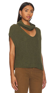 One Grey Day Athena Pullover in Dark Green