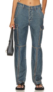 One Teaspoon Zipped Cargo Motion Jeans in Blue