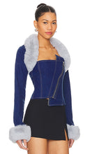 OW Collection Denim Detachable Corset Jacket in Blue
