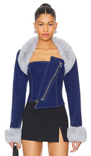 OW Collection Denim Detachable Corset Jacket in Blue