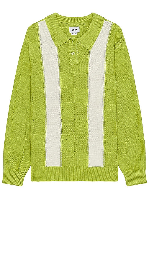 Obey Albert Polo Sweater in Green - Obey - Pull polo Albert en vert - Obey Albert 绿色 Polo 毛衣 - Obey Albert Polopullover in Grün - Obey Albert 폴로 스웨터 그린 색상 - Maglione Polo Obey Albert in verde