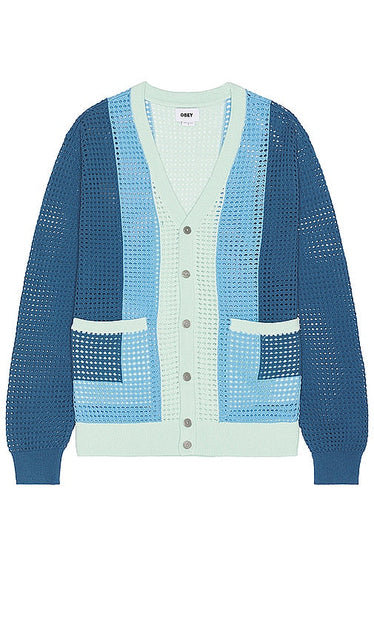 Obey Anderson 60's Cardigan in Blue - Obey Anderson Cardigan Années 60 en Bleu - Obey Anderson 60 年代蓝色开衫 - Obey Anderson 60er-Cardigan in Blau - Obey Anderson 60's 카디건 블루 색상 - Cardigan di Obey Anderson anni '60 in blu