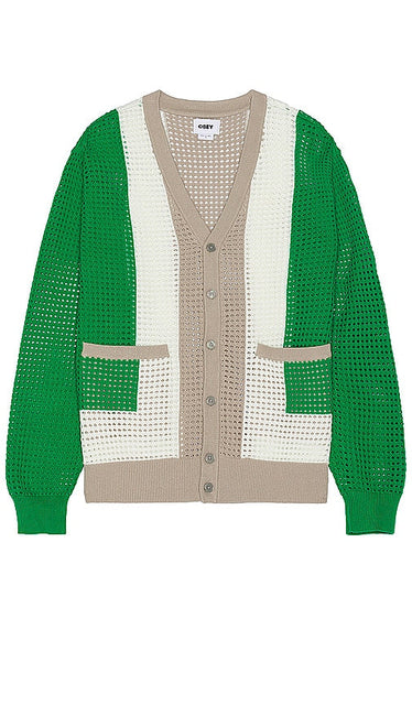 Obey Anderson 60's Cardigan in Green - Obey Anderson Cardigan Années 60 en Vert - Obey Anderson 60 年代绿色开衫 - Obey Anderson 60er-Cardigan in Grün - Obey Anderson 60's 그린 카디건 소재 - Cardigan di Obey Anderson anni '60 in verde