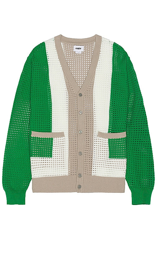 Obey Anderson 60's Cardigan in Green - Obey Anderson Cardigan Années 60 en Vert - Obey Anderson 60 年代绿色开衫 - Obey Anderson 60er-Cardigan in Grün - Obey Anderson 60's 그린 카디건 소재 - Cardigan di Obey Anderson anni '60 in verde