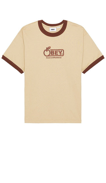 Obey Bigwig Sound Ringer Tee in Tan - Obey - T-shirt à sonnerie Bigwig Sound - Fauve - Obey Bigwig 黄褐色 Sound Ringer T 恤 - Obey Bigwig Sound Ringer T-Shirt in Hellbraun - Obey Bigwig Sound 링거 티셔츠 - Maglietta Obey Bigwig Sound Ringer color marrone chiaro