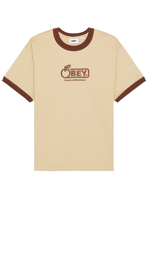 Obey Bigwig Sound Ringer Tee in Tan - Obey - T-shirt à sonnerie Bigwig Sound - Fauve - Obey Bigwig 黄褐色 Sound Ringer T 恤 - Obey Bigwig Sound Ringer T-Shirt in Hellbraun - Obey Bigwig Sound 링거 티셔츠 - Maglietta Obey Bigwig Sound Ringer color marrone chiaro
