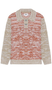 Obey Carter Polo Sweater in Burnt Orange - Obey Carter - Pull polo en orange brûlé - Obey Carter 焦橙色 Polo 毛衣 - Obey Carter Polopullover in gebranntem Orange - Obey Carter 폴로 스웨터 - Maglione polo di Obey Carter in arancione bruciato