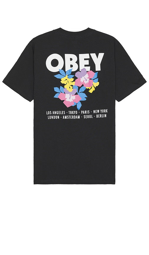 Obey Floral Garden Tee in Black - Obey - T-shirt de jardin fleuri en noir - Obey 花卉花园黑色 T 恤 - Obey Floral Garden T-Shirt in Schwarz - Obey Floral Garden 티셔츠 블랙 색상 - Maglietta Obey Floral Garden in nero
