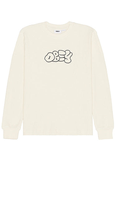 Obey Generation Thermal Tee in Cream - T-shirt thermique Obey Generation en crème - Obey Generation 奶油色保暖 T 恤 - Obey Generation Thermo-T-Shirt in Creme - Obey Generation 써멀 티셔츠 - Maglietta termica Obey Generation in crema