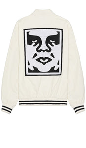 Obey Icon Face Varsity Jacket in Cream - Obey - Veste universitaire Icon Face en crème - Obey Icon Face 奶油色校队夹克 - Obey Icon Face College-Jacke in Creme - Obey ICON 페이스 바시티 재킷 - Giacca college Obey Icon Face color crema