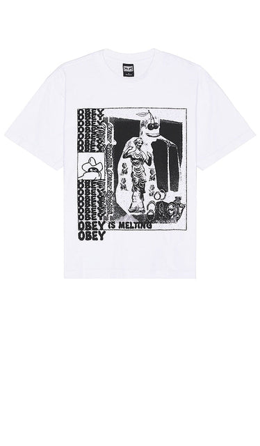 Obey Is Melting Tee in White - Obey Is Melting - T-shirt blanc - Obey 融化白色 T 恤 - Obey Is Melting T-Shirt in Weiß - Obey Is Melting 티셔츠 - Maglietta Obey si scioglie in bianco