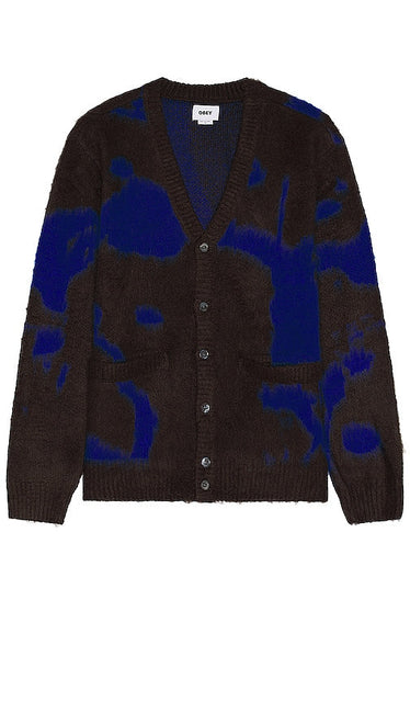 Obey Luka Splatter Cardigan in Brown - Obey Luka - Cardigan éclaboussures en marron - Obey Luka Splatter 棕色开衫 - Obey Luka Splatter-Cardigan in Braun - Obey Luka 스플래터 가디건 브라운 색상 - Cardigan Splatter di Obey Luka in marrone