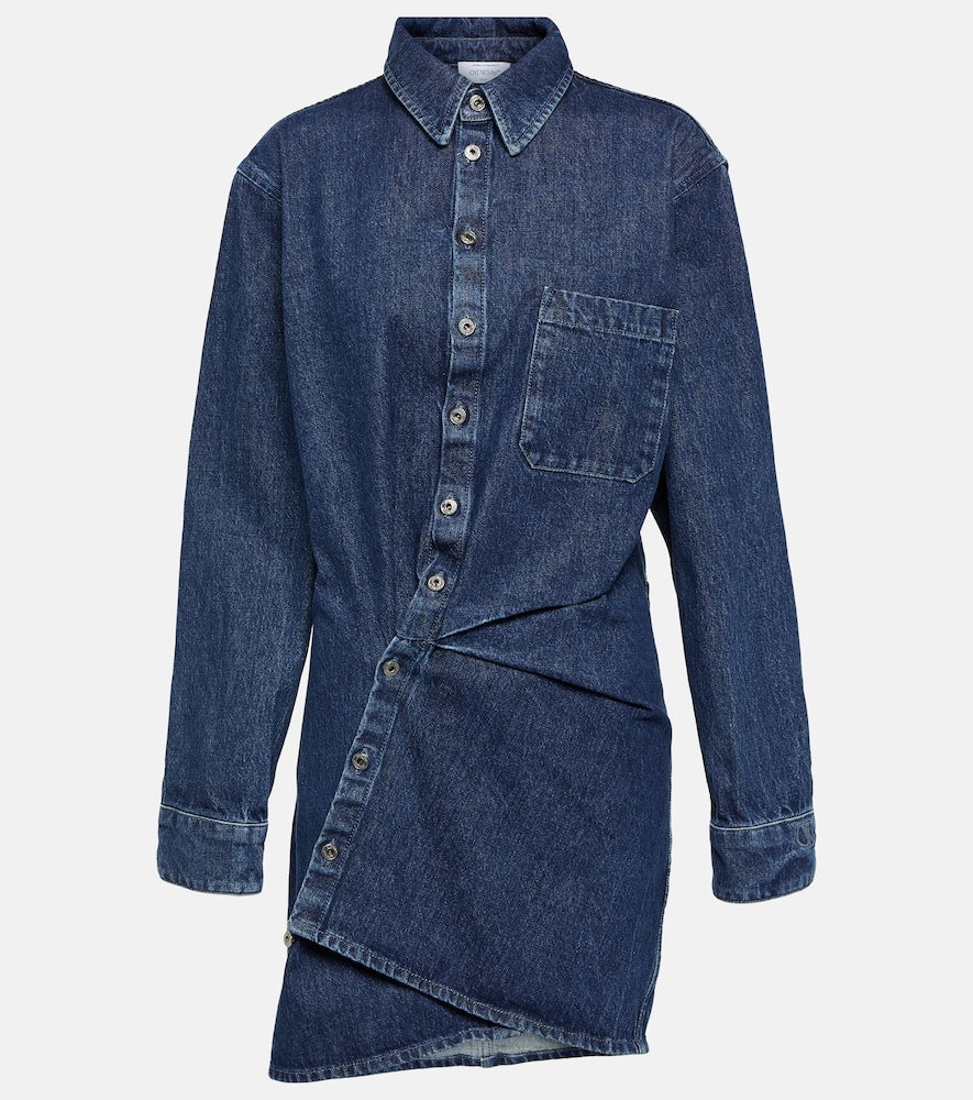 Off-White Asymmetric denim shirt dress. Off-White 不对称牛仔衬衫裙