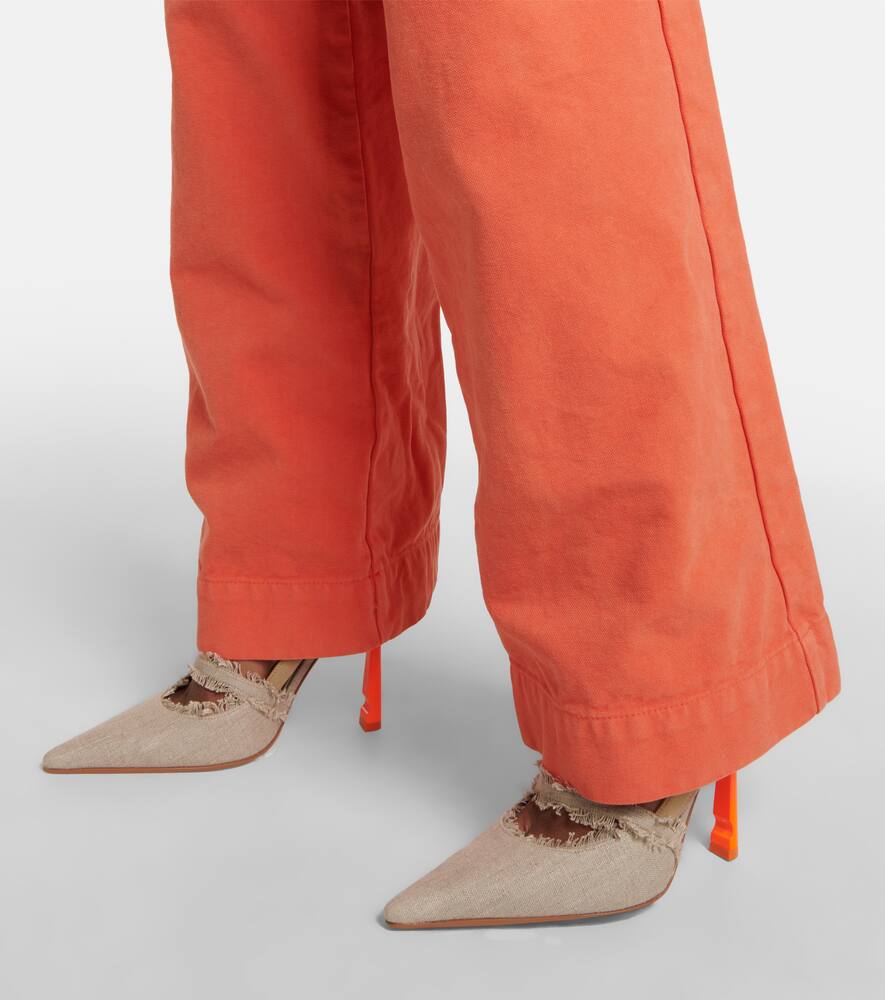 Off-White Pop Oyster linen slingback pumps