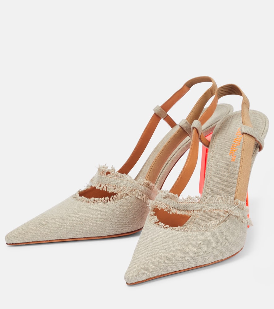 Off-White Pop Oyster linen slingback pumps