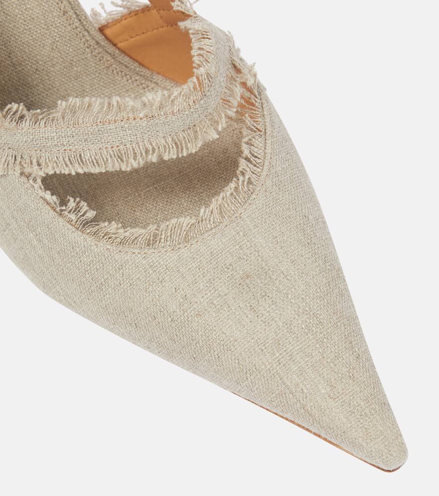 Off-White Pop Oyster linen slingback pumps