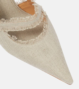 Off-White Pop Oyster linen slingback pumps