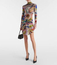 Off-White Printed turtleneck tulle minidress