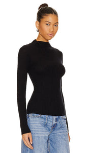 One Grey Day Carter Merino Mock Neck in Black