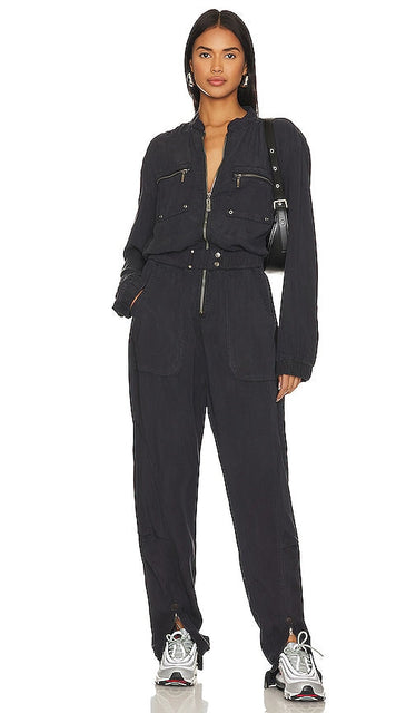 One Teaspoon Dark Romance Zipped Up Jumpsuit in Black - Combinaison zippée One Teaspoon Dark Romance en noir - 一茶匙黑色浪漫拉链连身裤 - One Teaspoon Dark Romance Overall mit Reißverschluss in Schwarz - One Teaspoon Dark Romance 지퍼 업 점프수트블랙 색상 - Tuta con cerniera One Teaspoon Dark Romance in nero