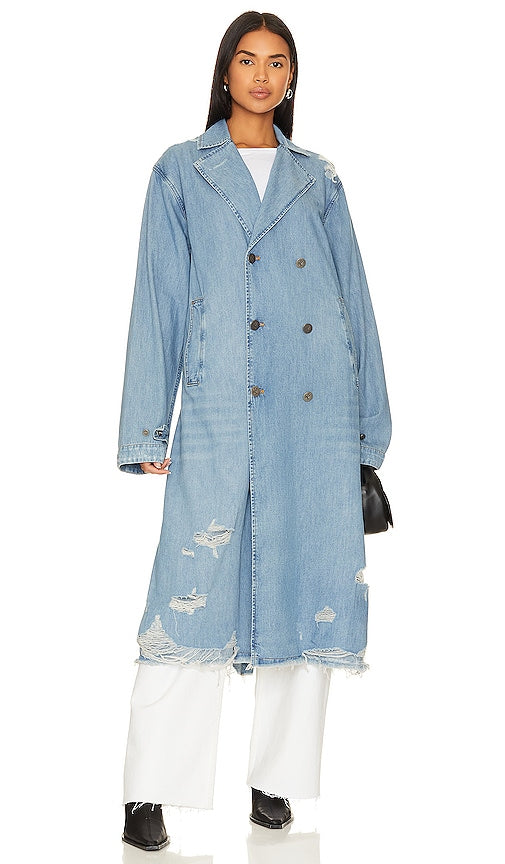 One Teaspoon Denim Trench Coat in Blue
