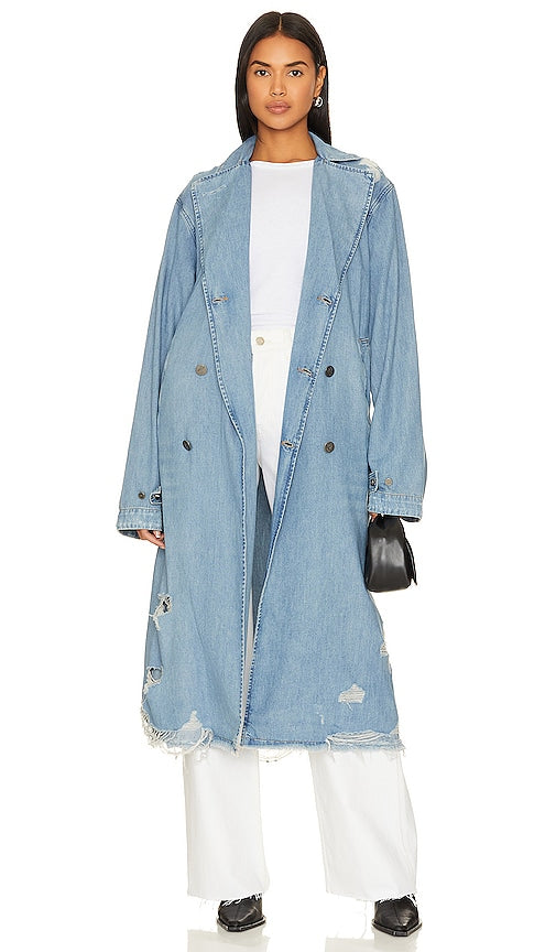 One Teaspoon Denim Trench Coat in Blue - Trench-coat en jean One Teaspoon en bleu - 一茶匙蓝色牛仔风衣 - One Teaspoon Denim-Trenchcoat in Blau - 원티스푼 데님 트렌치코트 블루 색상 - Trench in denim One Teaspoon in blu