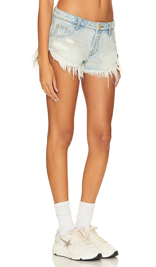 One Teaspoon Dukes Low Waist Denim Short in Blue