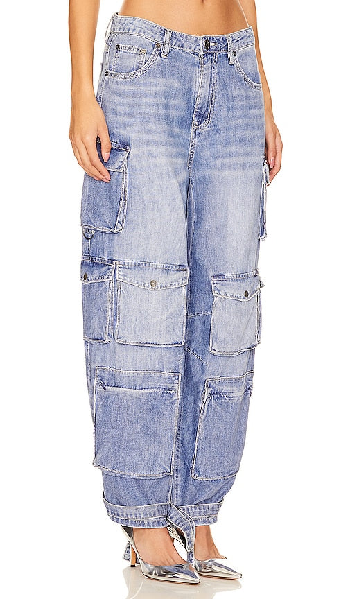 One Teaspoon High Waist Epic Cargo in Blue