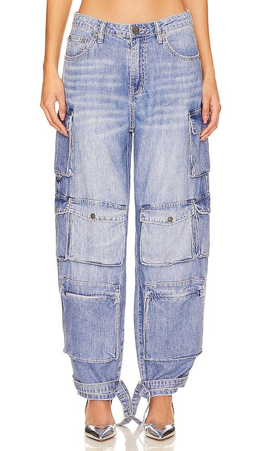 One Teaspoon High Waist Epic Cargo in Blue - Une cuillère à café taille haute Epic Cargo en bleu - 一茶匙蓝色高腰史诗工装 - Ein Teaspoon Epic Cargo mit hoher Taille in Blau - 원 티스푼 하이 웨이스트 에픽 카고 블루 색상 - Un cucchiaino da tè Epic Cargo a vita alta in blu