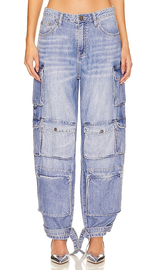 One Teaspoon High Waist Epic Cargo in Blue - Une cuillère à café taille haute Epic Cargo en bleu - 一茶匙蓝色高腰史诗工装 - Ein Teaspoon Epic Cargo mit hoher Taille in Blau - 원 티스푼 하이 웨이스트 에픽 카고 블루 색상 - Un cucchiaino da tè Epic Cargo a vita alta in blu