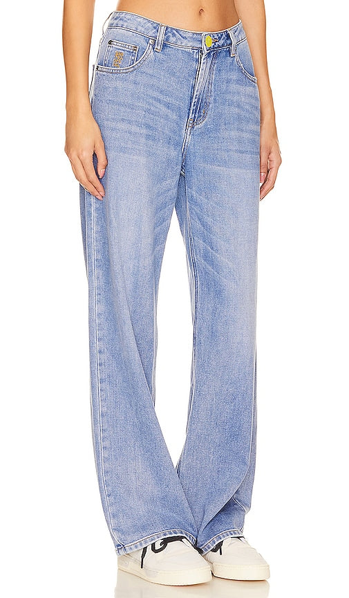 One Teaspoon Jackson Mid Waist Wide Leg in Blue