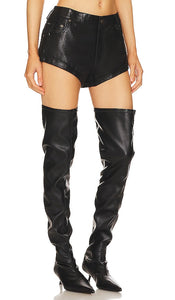 One Teaspoon Leather Bandits Short in Black